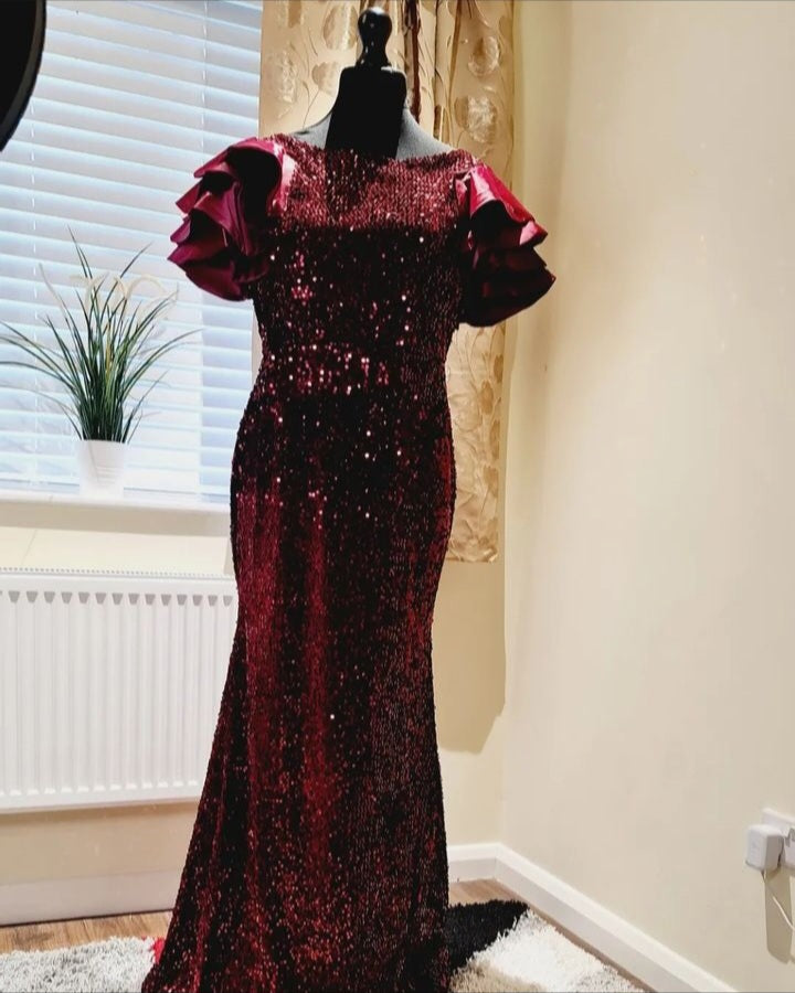 Wine Sequence Dress – TaoXclusive