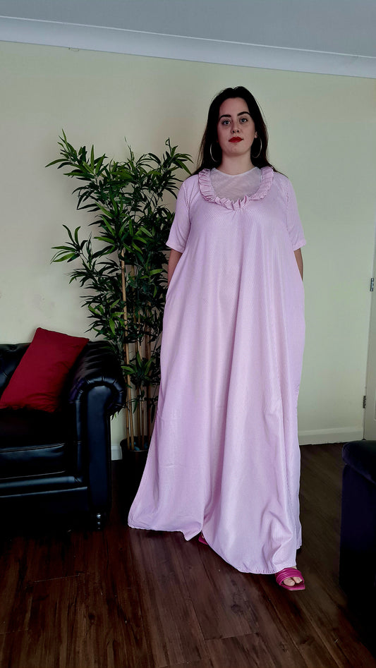 Pink Cotton Stripe Kaftan