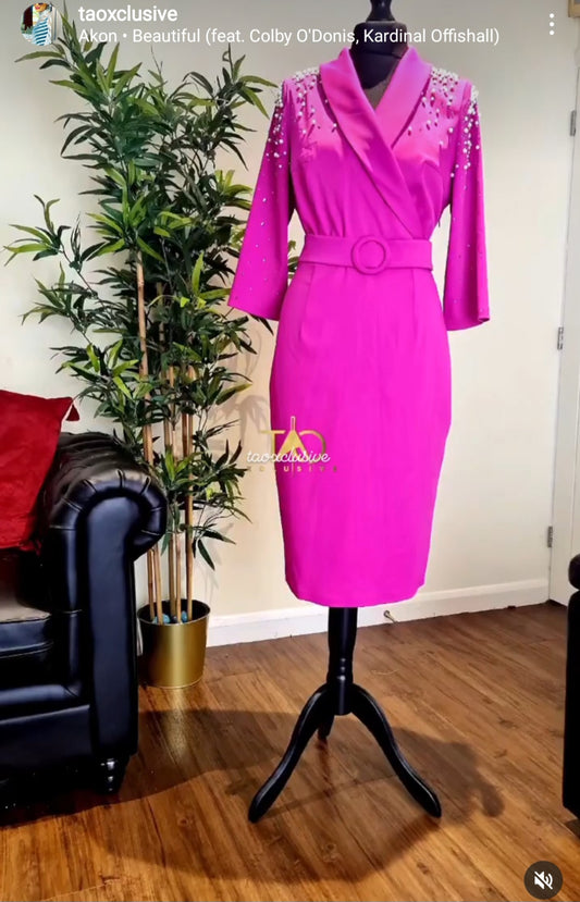 Fuschia Luxury Pearls Dress