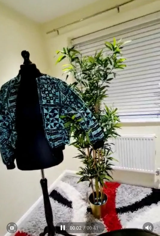 Printed Mint Bomber Jacket