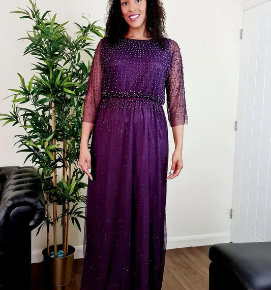 Purple Full Embellished Dress